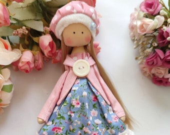 fabric handmade doll, Heirloom Cloth Doll, textile princess doll, ballerina Doll, perfect gift, Cute doll, baby doll,fairy doll, doll cotton