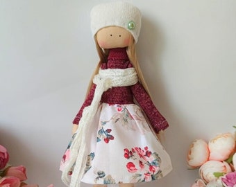 collectible dolls, ballerina Doll, Textile doll, decorative doll, doll cotton, rag doll, Fabric doll, Tilda doll, cute angel, baby doll,