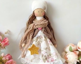 little rag doll princess, Doll Cotton, soft doll, little girl chic, ballerina doll, Textile Doll, Ragdoll, Girl doll, Fabric Doll,