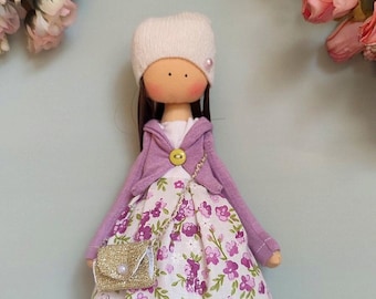 blonde hair doll, fabric doll, art doll, birthday gift, girls gift, textile doll,Rag doll, Heirloom Cloth Doll, stuffed doll, soft doll