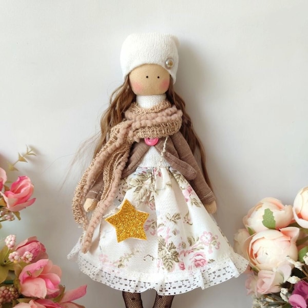 little rag doll princess, Doll Cotton, soft doll, little girl chic, ballerina doll, Textile Doll, Ragdoll, Girl doll, Fabric Doll,