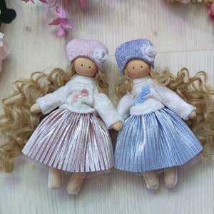 Little Blonde Fabric Dolls, handmade cloth doll, Tiny Doll, Mini Doll, Textile pocket doll