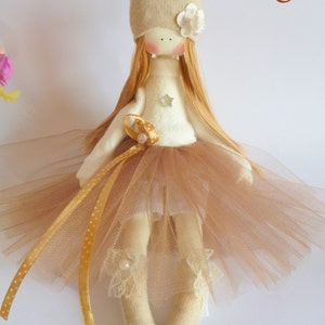 Handmade doll, Tilda dolls, Decorative Doll, Shabby Chic Nursery, Little Girl toys, Shabby Cloth dolls,ballerina doll.Fabric Doll Beige