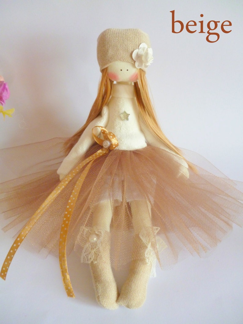 Handmade doll, Tilda dolls, Decorative Doll, Shabby Chic Nursery, Little Girl toys, Shabby Cloth dolls,ballerina doll.Fabric Doll Beige