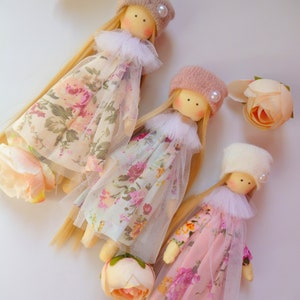 Small doll, Shabby Cloth dolls, mini rag doll, textile pocket doll, Textile Angel, fabric doll, fairy doll, baby doll, wedding gift image 2