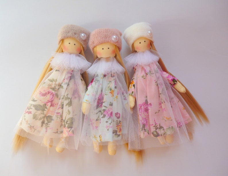 Small doll, Shabby Cloth dolls, mini rag doll, textile pocket doll, Textile Angel, fabric doll, fairy doll, baby doll, wedding gift image 1