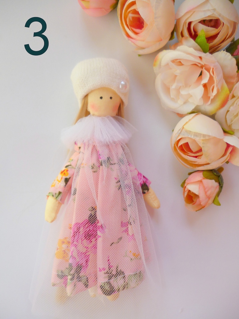 Small doll, Shabby Cloth dolls, mini rag doll, textile pocket doll, Textile Angel, fabric doll, fairy doll, baby doll, wedding gift 3