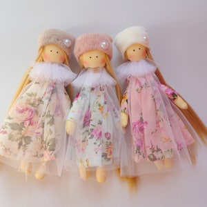 Small doll, Shabby Cloth dolls, mini rag doll, textile pocket doll, Textile Angel, fabric doll, fairy doll, baby doll, wedding gift image 10