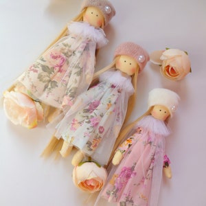 Small doll, Shabby Cloth dolls, mini rag doll, textile pocket doll, Textile Angel, fabric doll, fairy doll, baby doll, wedding gift image 6