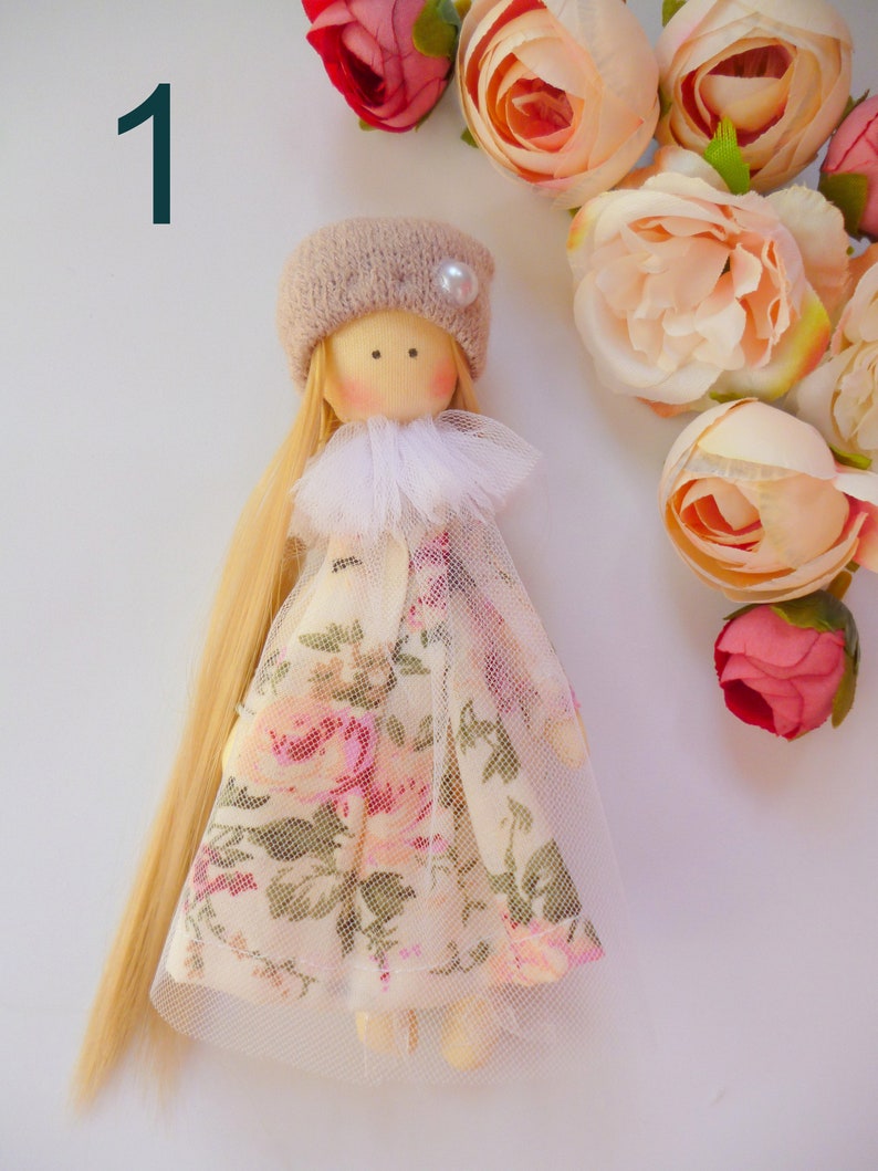 Small doll, Shabby Cloth dolls, mini rag doll, textile pocket doll, Textile Angel, fabric doll, fairy doll, baby doll, wedding gift 1