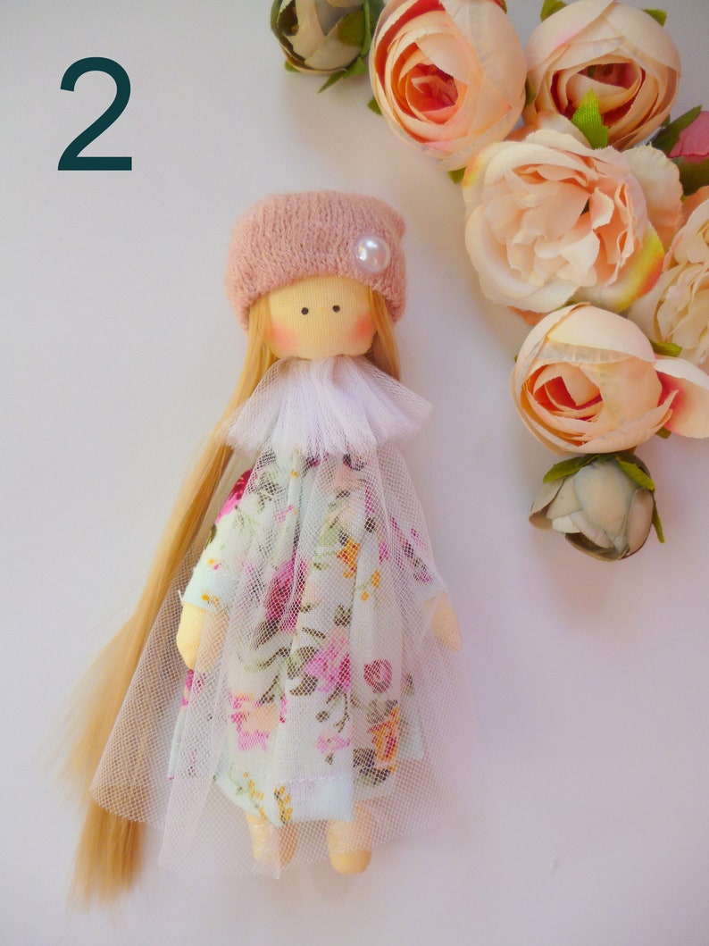 Small doll, Shabby Cloth dolls, mini rag doll, textile pocket doll, Textile Angel, fabric doll, fairy doll, baby doll, wedding gift 2