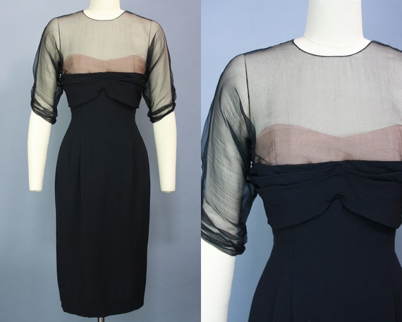 1950s PEGGY HUNT Dress | Vintage 50s Nude Sweethea