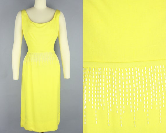 1960s BEADED Yellow Dress | Vintage 60s 'Frank Sta