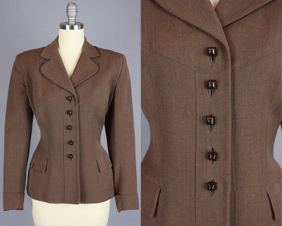 1950s Brown Blazer | Vintage 40s 50s Suit Jacket w