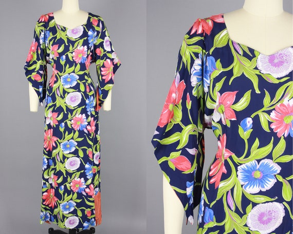 1940s Pake Muu | Vintage 40s Floral Print Rayon Ha
