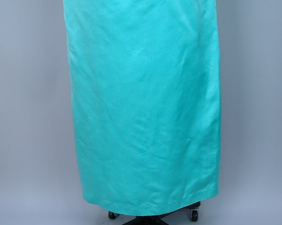 1960s Aqua Silk Beaded Gown | Vintage 60s Bright … - image 5