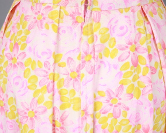 1950s Pink & Yellow FLOWER Dress | Vintage 50s 60… - image 6