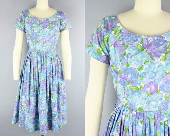 1950s FLORAL COTTON Dress | Vintage 50s 'Teena Pai