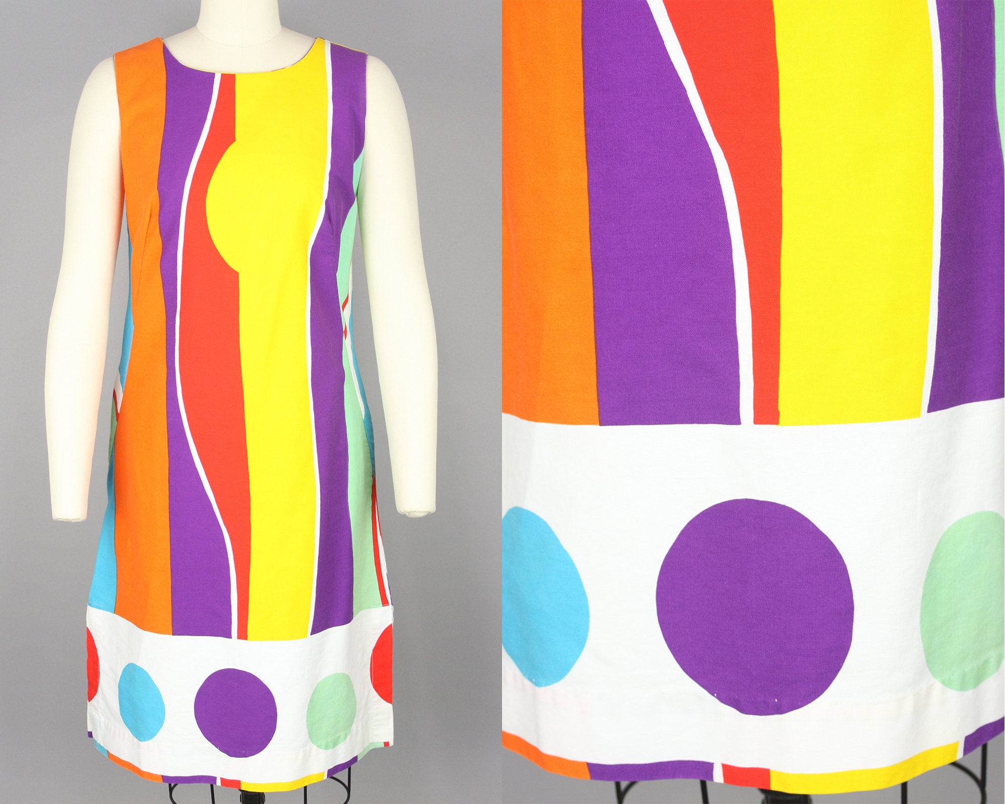 1960s Colorful Mini Dress Vintage 60s ...