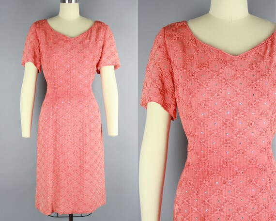 1960s RHINESTONE Cocktail Dress | Vintage 60s Embe