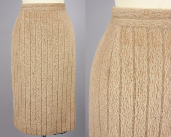1960s Plush Fuzzy Pencil Skirt | Vintage 60s High