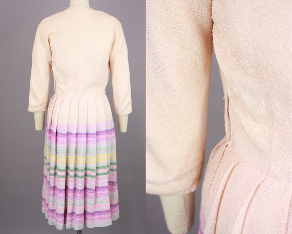 1950s Ombré Striped Dress | Vintage 50s Pink Full… - image 4