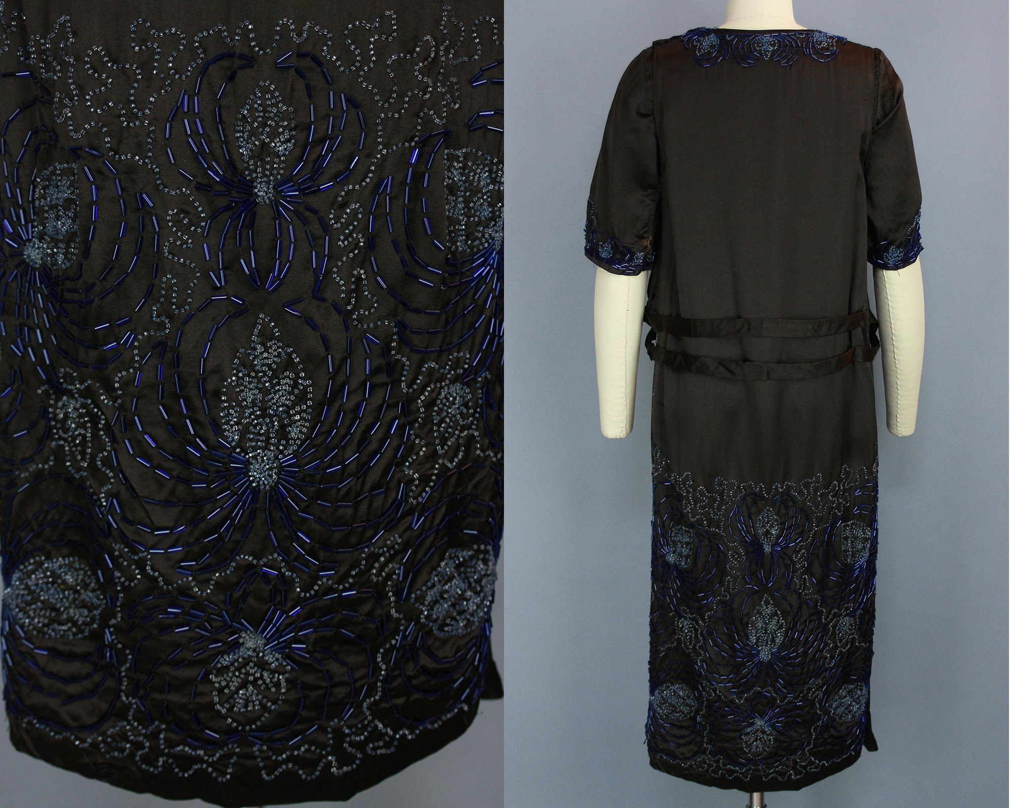 1920s BEADED SPIDER Dress Vintage 20s Black Silk Evening - Etsy