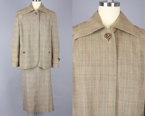 1940s Glenplaid SUIT | VIntage 40s Skirt Suit with