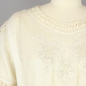 1910s Ivory Cotton Dress Vintage 10s Lace & Voile Dress Medium image 6
