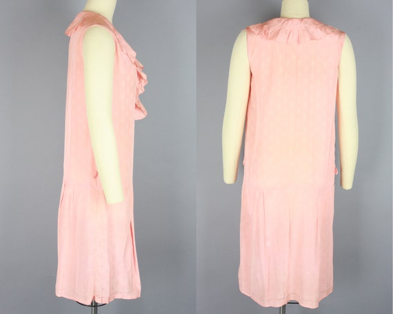 1920s Silk Drop Waist Dress  Vintage 20s Peach Silk … - Gem