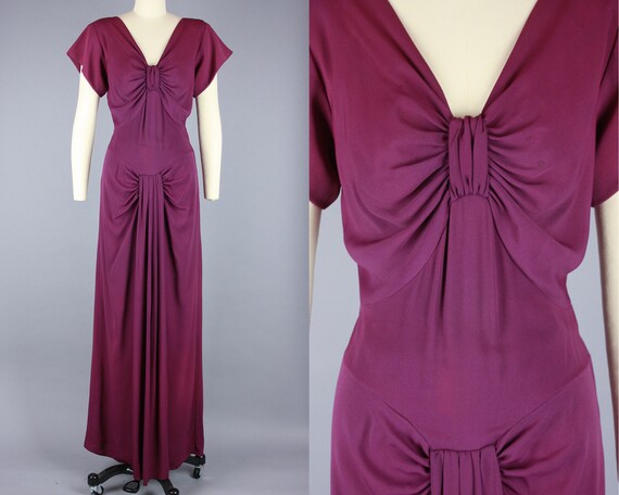 1940s ORCHID PURPLE Gown | Vintage 40s Rayon Eveni