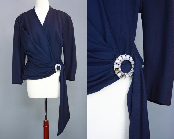 1940s LILLI ANN Jacket | Vintage 40s 50s Dark Blue