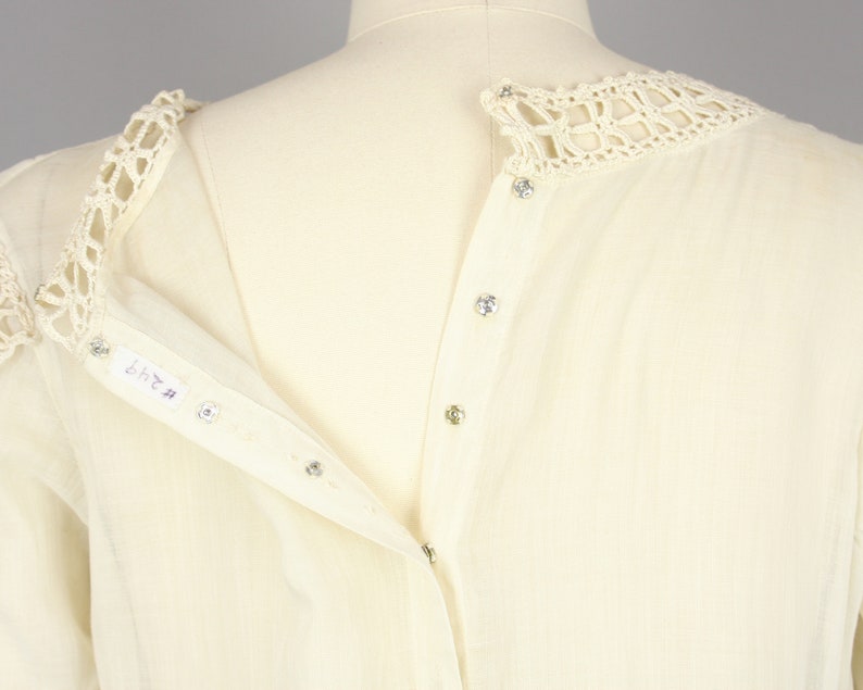 1910s Ivory Cotton Dress Vintage 10s Lace & Voile Dress Medium image 7