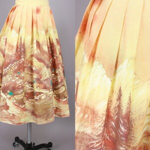 1950s John Wolf GOLD RUSH Skirt Vintage 50s Scenic Novelty Print Cotton Skirt small / medium image 2