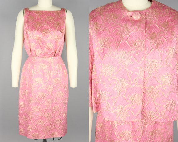 1960s Ceil Chapman Dress Set · Vintage 60s Pink &… - image 1