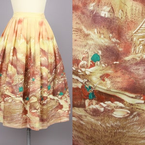 1950s John Wolf GOLD RUSH Skirt Vintage 50s Scenic Novelty Print Cotton Skirt small / medium image 1