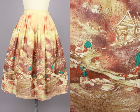 1950s John Wolf GOLD RUSH Skirt | Vintage 50s Sce… - image 1