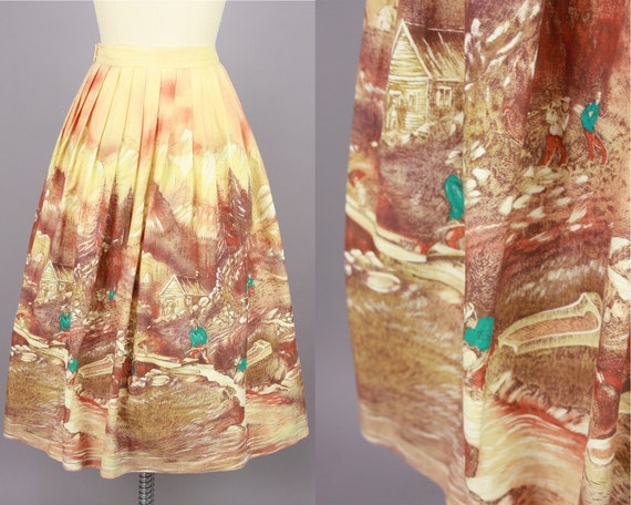 1950s John Wolf GOLD RUSH Skirt | Vintage 50s Sce… - image 4