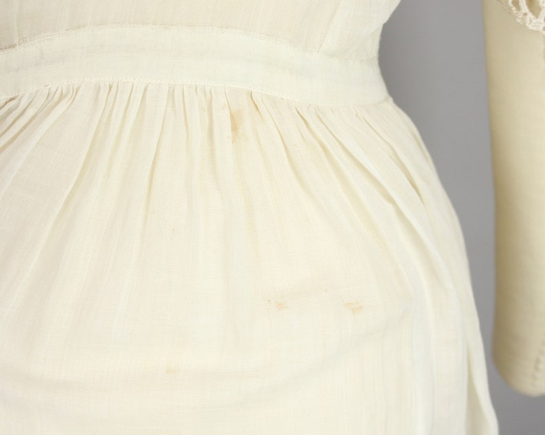 1910s Ivory Cotton Dress Vintage 10s Lace & Voile Dress Medium image 8