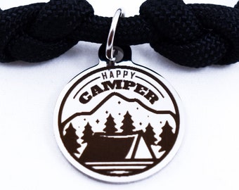 Happy Camper, Adjustable Bracelet, Paracord Jewelry, Camping Charm, Adventure Bracelet, Outdoorsy, Gift for Camper, Campsite Bracelet, Cord