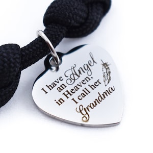 Sympathy Gift, Adjustable Bracelet, Grandparent Loss, In Memory Of, Grandma Memorial, Remembrance Quote, Angel in Heaven, Bereavement