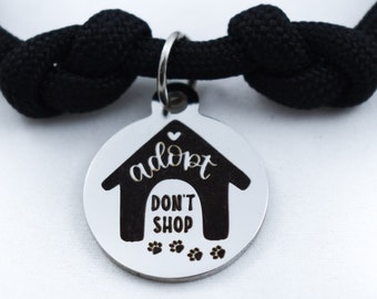 Adote, não compre, pulseira ajustável, resgate de cães, casinha de cachorro, novo presente para cachorro, pulseira paracord, adoção de cachorro, cachorrinho, abrigo de animais, filhote
