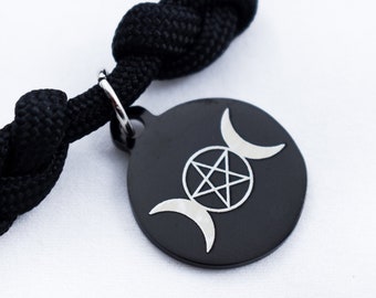 Triple Moon Bracelet, Wiccan Jewelry, Wiccan Charm, Pentagram, Three Moon, Mythology, Neopaganism, Pagan Gift, Triple Goddess Symbol, Wicca