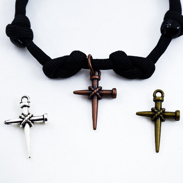Nail Cross Bracelet, Cross Jewelry, Crucifix, Adjustable Bracelet, Paracord Accessory, Cross Bracelet, Religious Gift, Christian Bracelet