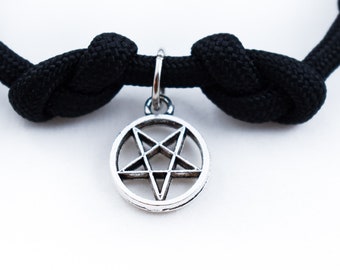 Pentacle Bracelet, Pentagram Jewelry, Adjustable Bracelet, Wiccan Gift, Magic Circle, Wicca, Witch Bracelet, Spiritual Symbol, Paracord