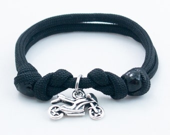 Motorcycle Bracelet, Racing Bike, Paracord Jewelry, Adjustable Bracelet, Gift for Him, Motocross, Motor Bike Bracelet, Biker Gift Idea