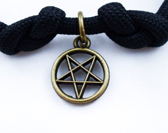 Pentacle Bracelet, Pentagram Jewelry, Adjustable Bracelet, Wiccan Gift, Magic Circle, Wicca, Witch Bracelet, Spiritual Symbol, Paracord