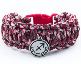 Boogschutter Teken, Horoscoop, Star Sign, Astrologie, Zodiac Armband, Paracord Armband, Rode Armband, Boogschutter Geschenken, Horoscoop Sieraden