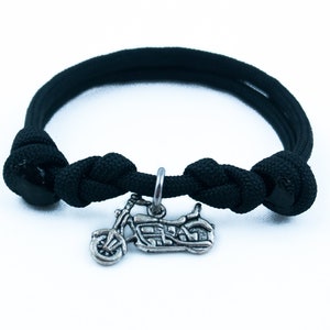 Motorcycle Bracelet, Black Motorcycle, Adjustable Bracelet, Mens Gifts, Bike Bracelet, Motorbike, Biker Bracelet, Motorcycle Charm, Paracord