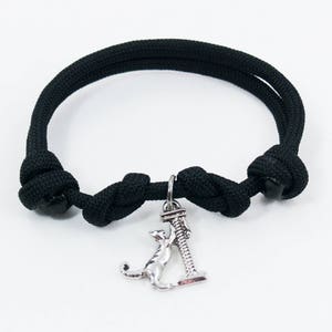 Cat Adjustable Bracelet, Scratching Post, Paracord Bracelet, Cat Bracelet, Kitty Cat, Kitten Bracelet, Black Cat Bracelet, Cat Jewelry